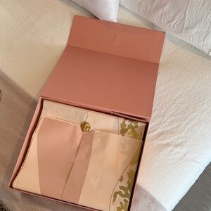 Alexis Elegant Pink Gift Box with Gold Accents and ribbon and tissue paper
